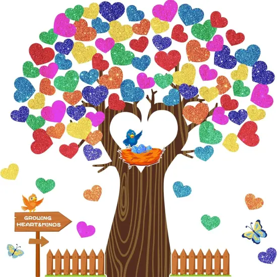 Classroom Tree Bulletin Board Decorations Set Swaying Heart Tree {1}