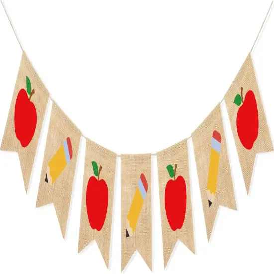 Apple Pencil Banner First Day of School Decorations {1}