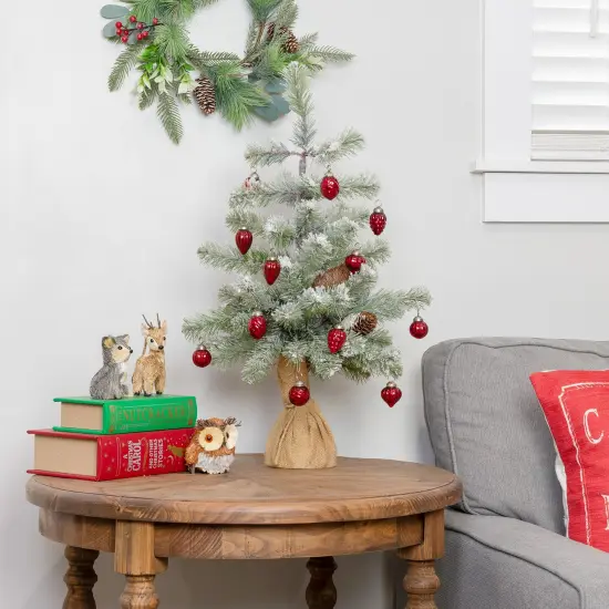 Glass Finial Ornaments 12ct Antiqued Mercury Farmhouse Decor Set Red {2}