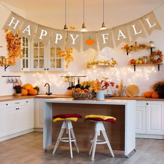 Happy Fall Pumpkin Burlap Banner {5}