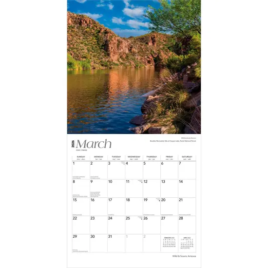 Arizona Wild & Scenic | 2026 12 x 24 Inch (Hanging) Monthly Square Wall Calendar | Plastic-Free {3}