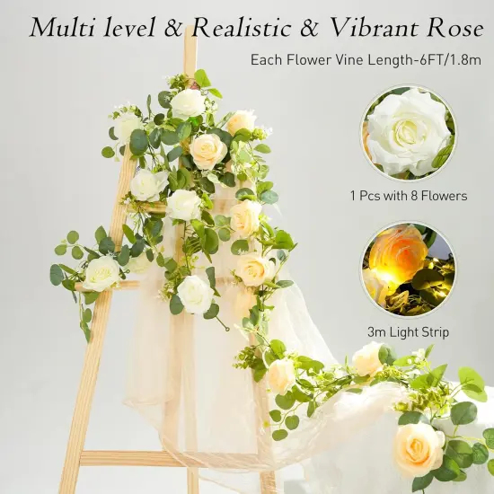 2Pack 13Ft Artificial Eucalyptus Flowers Garland {3}