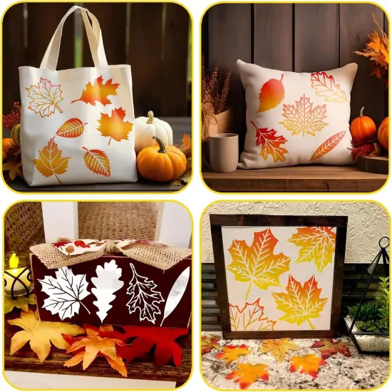 (6 Falls Leaves) -Fall Leaf Stencils for Painting on Wood Hello Autumn Leaves {4}