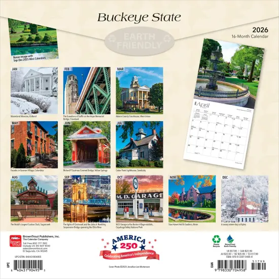 Buckeye State | Ohio Places | 2026 12 x 24 Inch (Hanging) Monthly Square Wall Calendar | Plastic-Free {2}