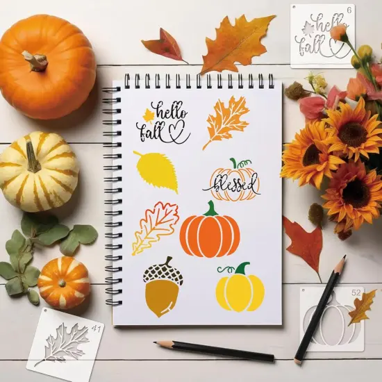 (60pcs, 3in) - Fall Stencils: Autumn & Thanksgiving Designs for Wood Crafts {6}