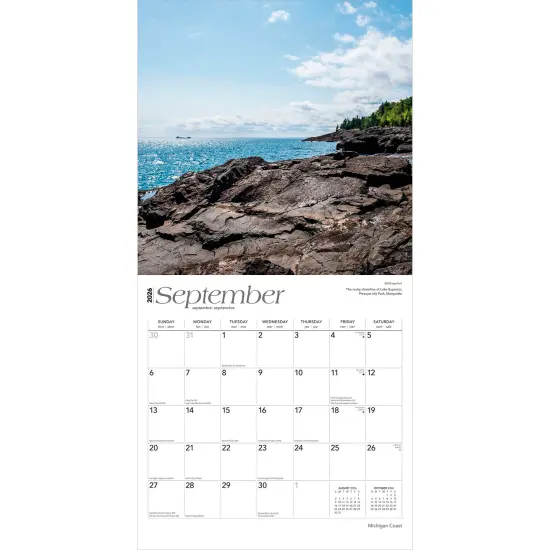 Michigan Coast | 2026 12 x 24 Inch (Hanging) Monthly Square Wall Calendar | Plastic-Free {4}