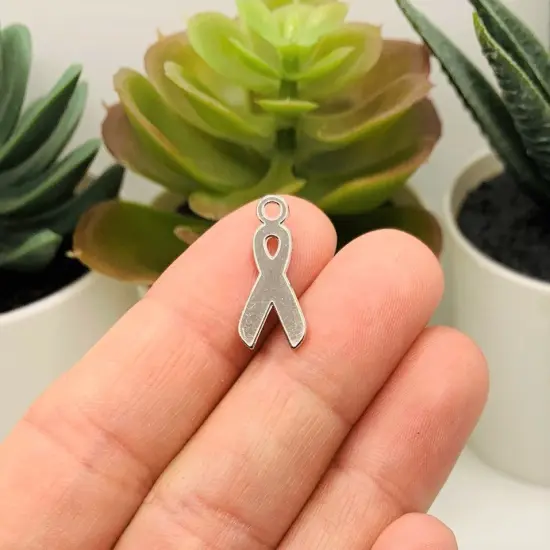 Blue Awareness Ribbon Charms, 20x9mm {3}