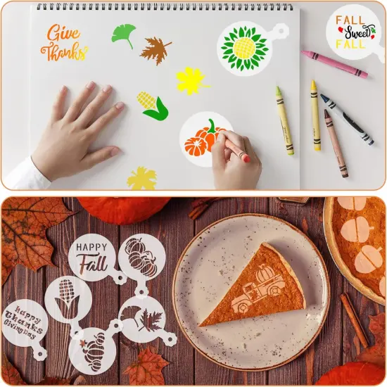 36 Pieces Thanksgiving Stencils Fall Reusable Cookie Cake Stencils {4}