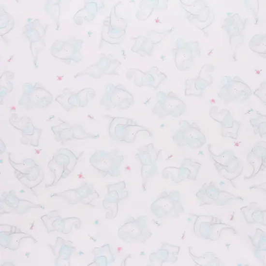 Mook Fabrics Elephant Flower Printed PUL-Terry Fabric [60 in. Wide] Blue - By The Yard {1}