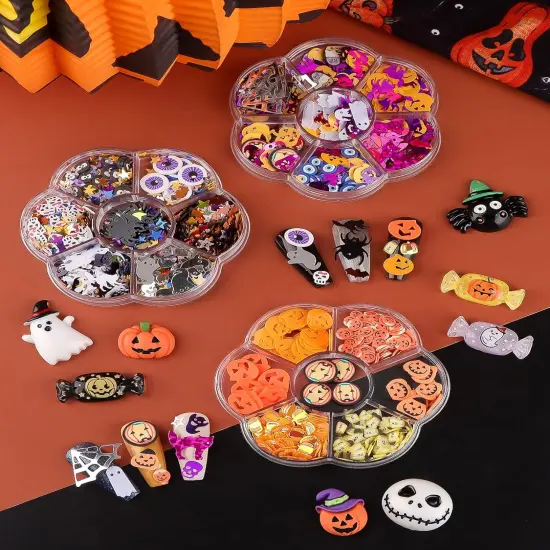 3D Boxes Halloween Nail Art Glitter {3}