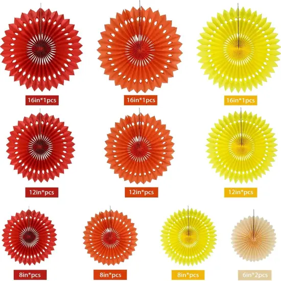 Fall Hanging Honeycomb Round Paper Fans - 11 Count {5}