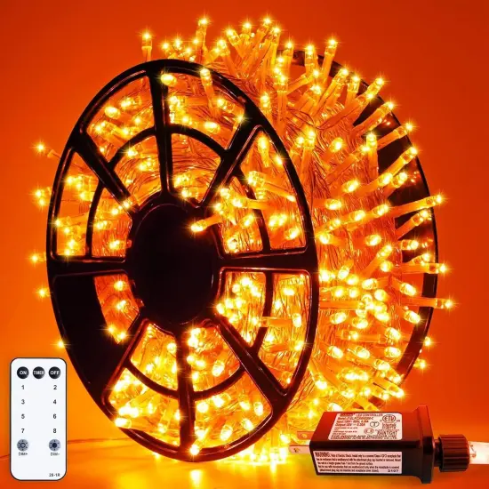 500 LED Orange Halloween String Lights - 163FT, 8 Modes {1}