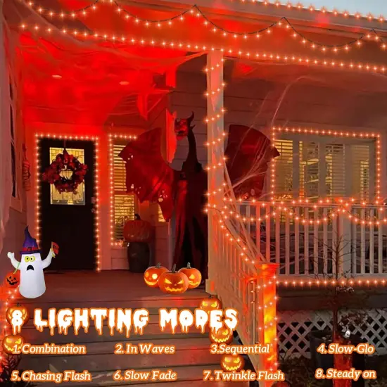 2 Pack Each 66ft Solar String Lights 200 LED Halloween Lights Outdoor Waterproof {3}