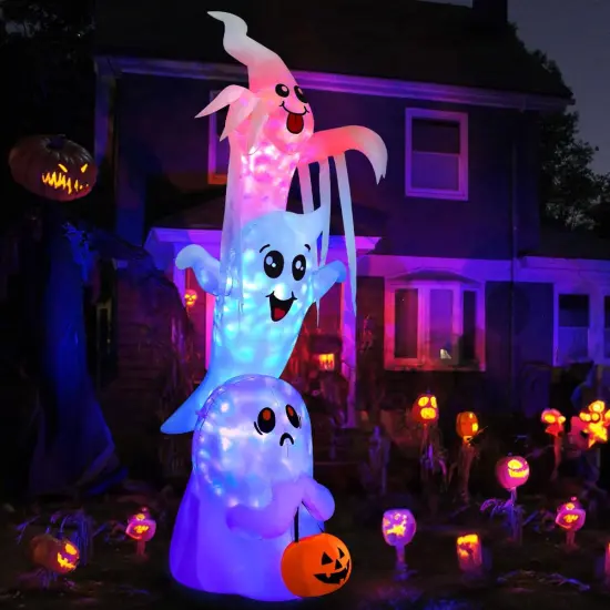 9.8 FT High Halloween Inflatable Overlap Ghost Outdoor Decorations (Three Ghosts) {2}