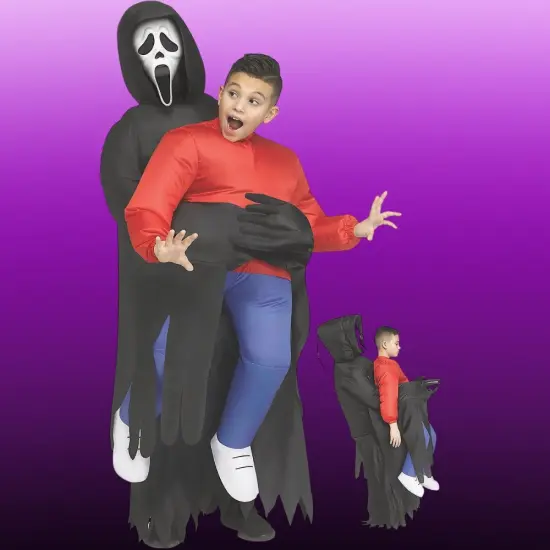 Kids Inflatable Piggyback Ghost Costume with Fan {1}