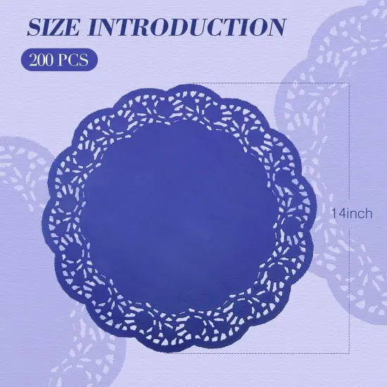 200 Pcs Doilies Paper Doilies Lace Paper Doilies Disposable Foil Lace Paper Doilies Placemats Doily Paper Pad Paper Placemats for Cakes Crafts Party Wedding Decor (Dark Blue) {2}