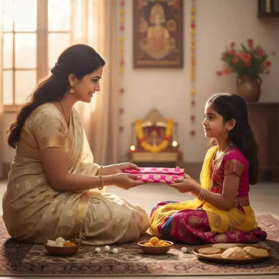 Navratri Kanya Pujan Gift Hamper Kanjak Gifts Religious Varalakshmi Vratham Teej Karva Chauth Housewarming Sankranti Wedding Return Gifts - Fabric Envelopes Bindi Pack Haldi Kumkum Packet {3}