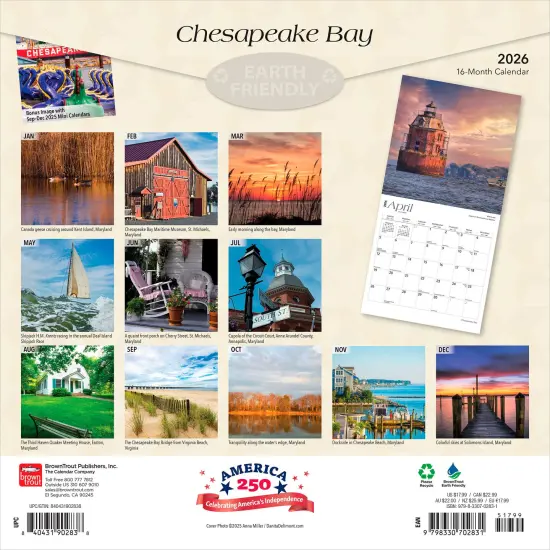 Chesapeake Bay | 2026 12 x 24 Inch (Hanging) Monthly Square Wall Calendar | Plastic-Free {2}