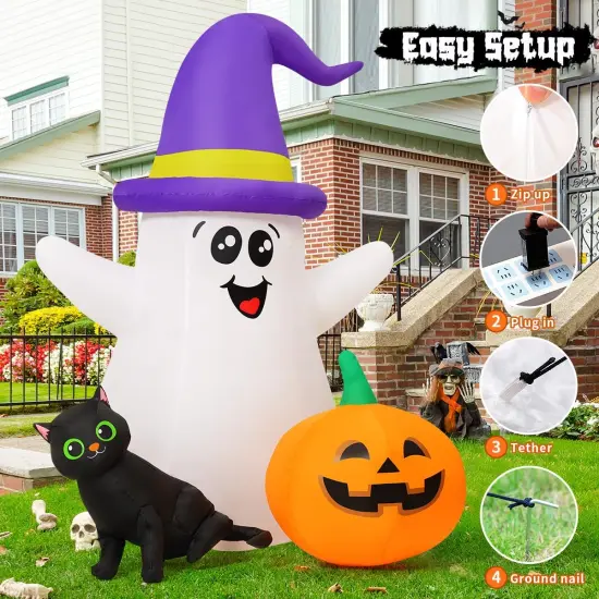 5 FT Halloween Inflatables Ghost Outdoor Decorations Blow Up Yard Cute {5}
