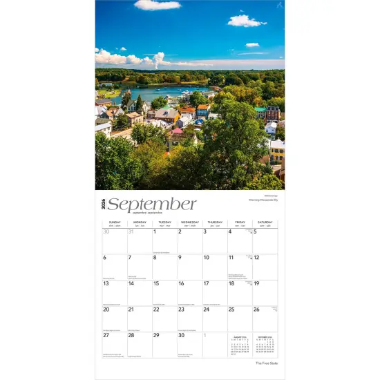 The Free State | Maryland Places | 2026 12 x 24 Inch (Hanging) Monthly Square Wall Calendar | Plastic-Free {4}