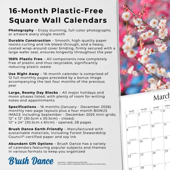 Japanese Gardens | 2026 12 x 24 Inch (Hanging) Monthly Square Wall Calendar | Plastic-Free {6}