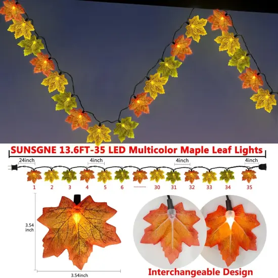 13.6FT 35LED Fall Lights Maple Leaf String Lights {2}