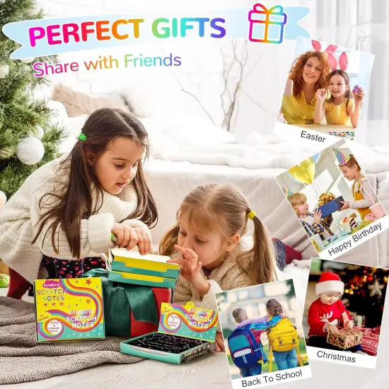 200 PCS Rainbow Scratch Art Mini Notes {2}