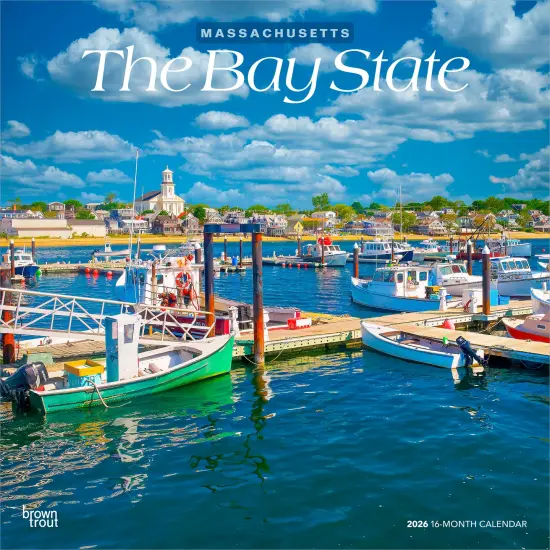The Bay State | Massachusetts Places | 2026 12 x 24 Inch (Hanging) Monthly Square Wall Calendar | Plastic-Free {1}