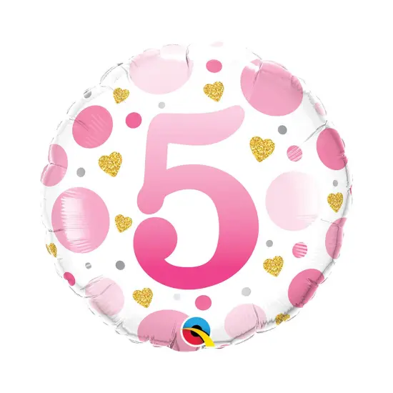 Age 5 Pink Dots 18 Inch Foil Mylar Balloon {1}