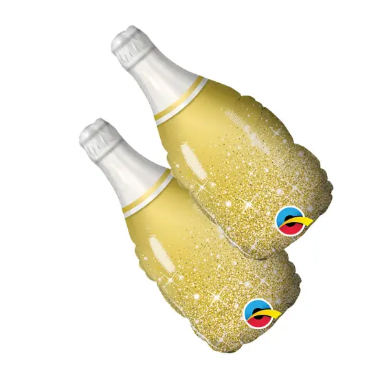 Qualatex&reg; 14 Inch Mini Gold Bubbly Wine Balloon {3}