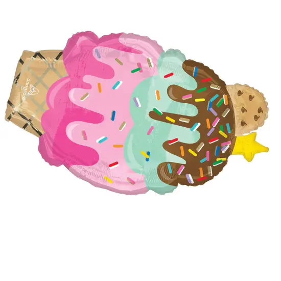 Anagram&reg; 30 Inch Here's The Scoop Cone Foil Mylar Balloon {4}