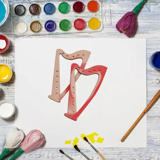 30 Pack 4 Inch Wood Harp Cutouts Unfinished Wooden Harp Hanging Ornaments {3}