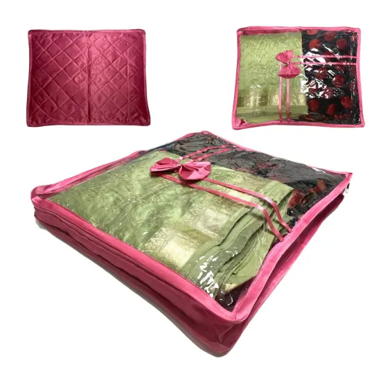 4 Pieces Velvet Sari Bags Saree Covers with Zipper Closure Cloth Cover Bags Organizer for Wardrobe and Gifting Storage Wedding Favor Birthday Anniversary {4}