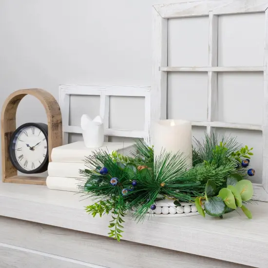 Blueberry Candle Wreath Christmas Winter Candle Ring Decor {2}