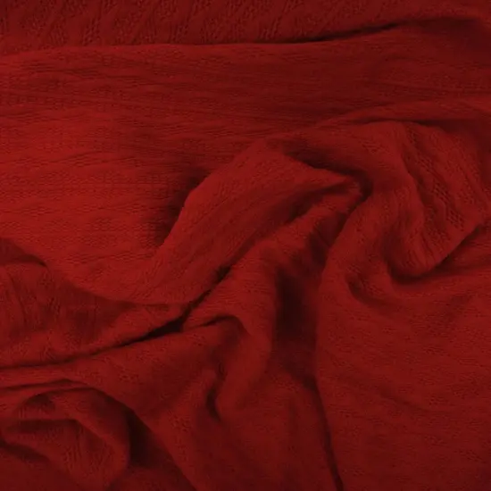 1 Yard Knit Jacquard Cable Knit Sweater Fabric Stretch Polyester Spandex 58/60 Inches Wide Red {2}