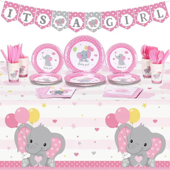 171 Pcs Elephant Theme Baby Shower Decorations {1}