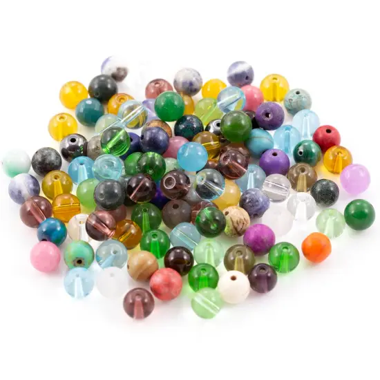 Mixed Gemstone Round Beads, 8mm, Various Gemstones, 1.0mm Hole Size, Approx. 50 Beads per Bag {1}