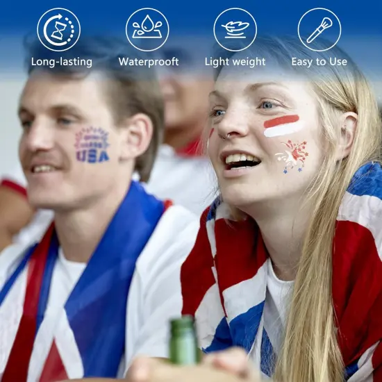 2 Set Patriotic Face Paint Kit with 12Pcs Stencil Stickers and Brush {5}