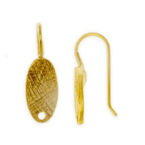 JewelrySupply Etched 15x8mm Domed Oval Fish Hook Earring Satin Gold (Package of 2) {1}