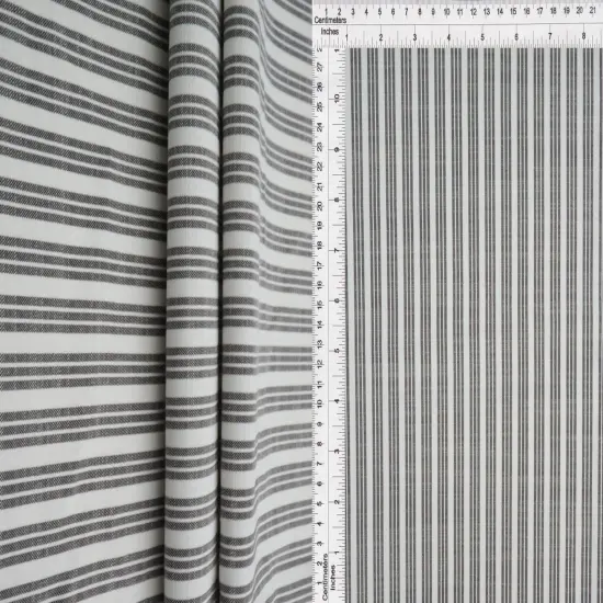 1 Yard Poplin Triple Stripe Fabric 57/58&Prime; Wide Polyester Rayon Blend BLACK {1}