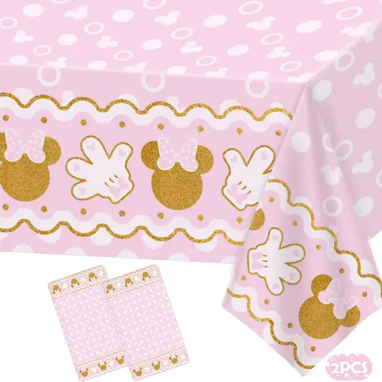 2pcs Minnie Mouse Pink Table Cover Party {1}