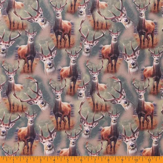 Mook Fabrics Wildlife Cotton Fabric [45 in. Wide] - By The Yard White Tail Deer {2}