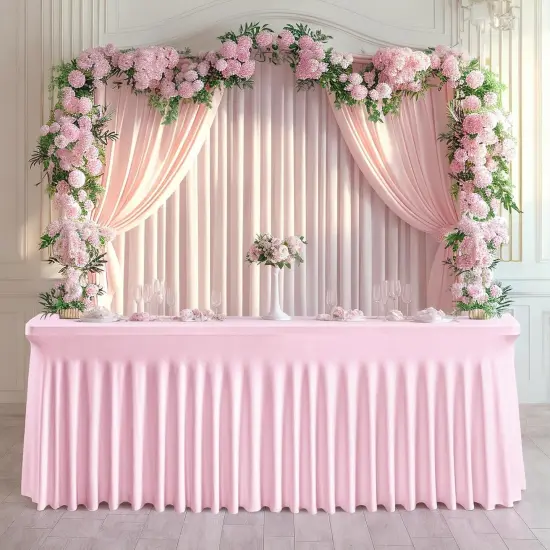 Pink Table Skirt for Rectangle Tables {5}
