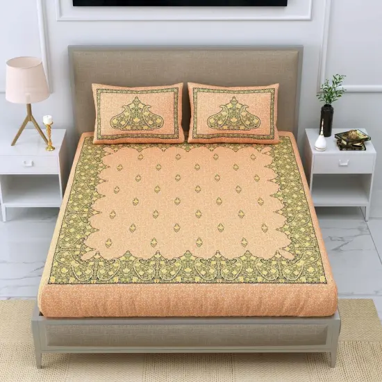 100% Cotton Indian Ethnic 3-piece Fitted Sheet 150 Thread Count Bedsheet with Breathable Pillowcases Deep Pocket Fitted Sheet Premium Soft Bedsheet (king Queen Twin) {2}