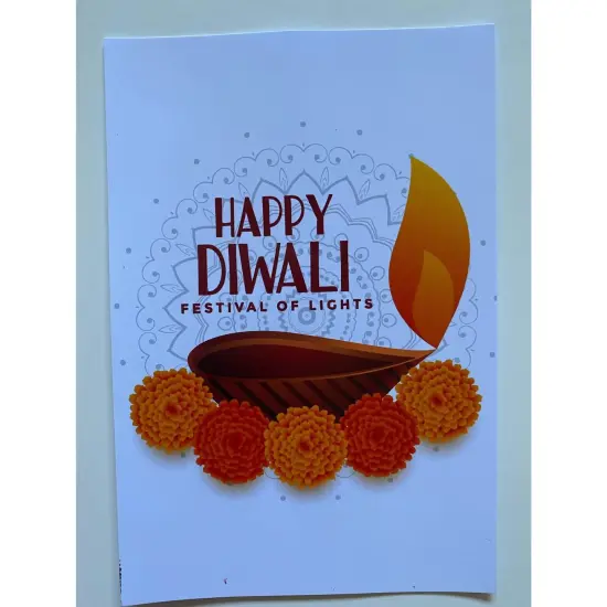 Set of 5 Diwali Card- Single Panel, Dipavali Card, Diwali Greeting Card, Diwali Gift {4}