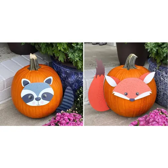 Woodland Friends Pumpkin Decorating Kit 8pc Reusable Metal Accessories {4}
