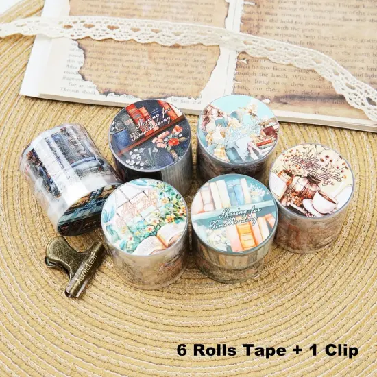 6 Rolls Mixed Pre-Cut and Continuous Tape with Clip (Cozy Reading) {2}