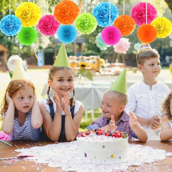 60 Pcs Tissue Paper Pom Poms Kit Colorful 10, 12, 14 Inch Rainbow Pom Poms Ball Decorations for Classroom Outdoor Birthday Wedding {4}