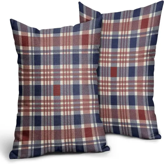 4th of July Plaid Pillow Covers 18x18 Inch Set of 2 {2}