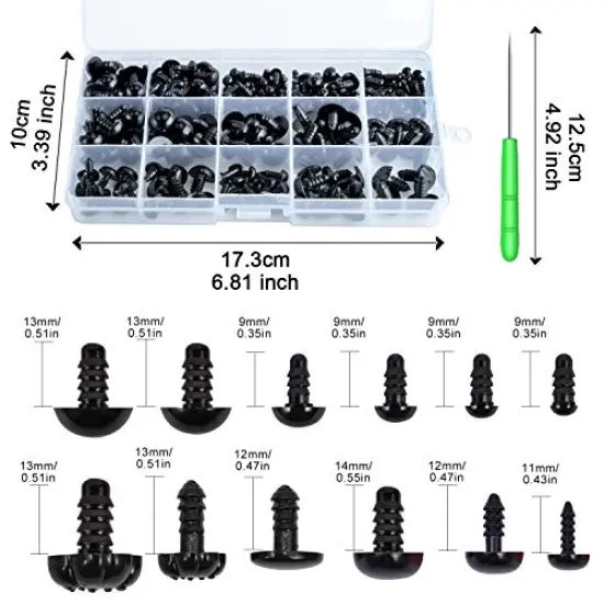 462Pcs Safety Eyes and Noses, Black Plastic Stuffed Crochet Eyes with Washers for Crafts {1}